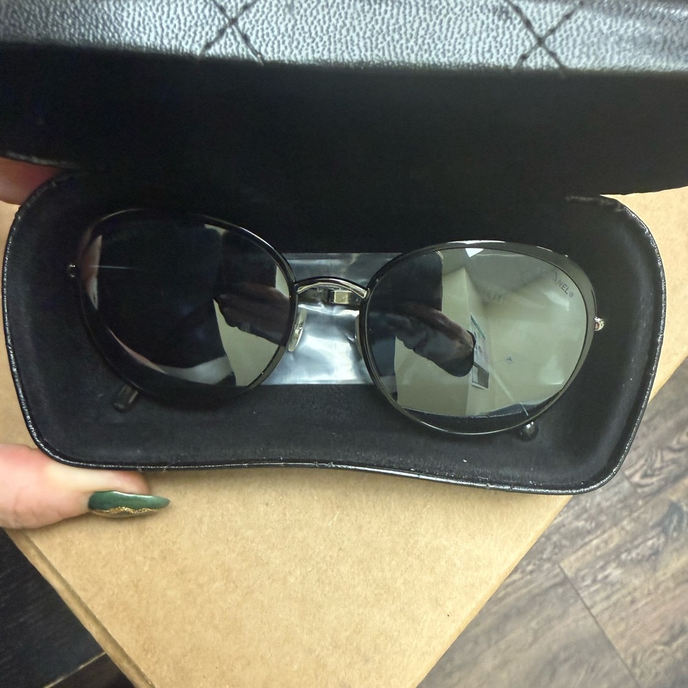Chanel Women’s Dark Gray Frame Round Sunglasses - Picture 13 of 15